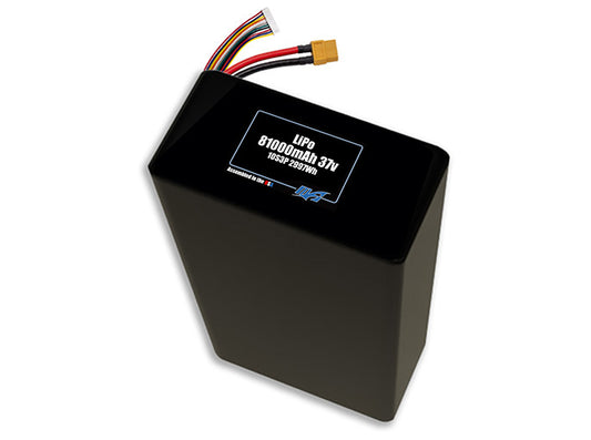Compact 37-volt 81000mAh lithium-polymer battery, built for lightweight drone, UAV, and robotics projects.