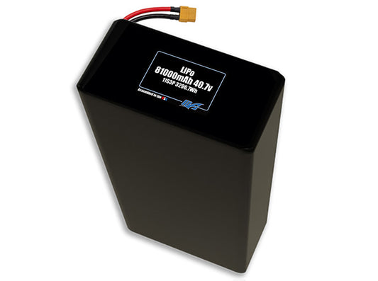 Compact 40.7-volt 81000mAh lithium-polymer battery, built for lightweight drone, UAV, and robotics projects.