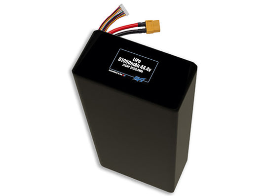 Compact 44.4-volt 81000mAh lithium-polymer battery, built for lightweight drone, UAV, and robotics projects.