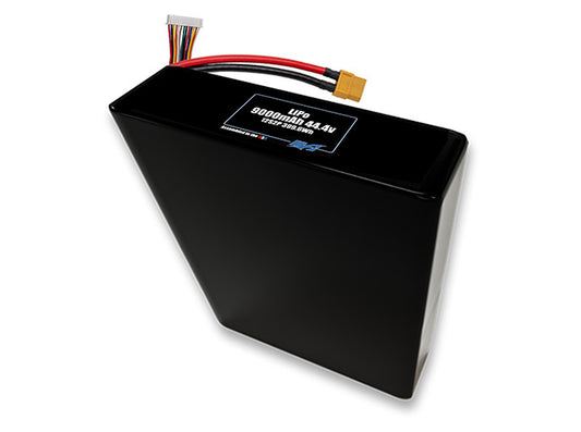 Compact 44.4-volt 9000mAh lithium-polymer battery, built for lightweight drone, UAV, and robotics projects.