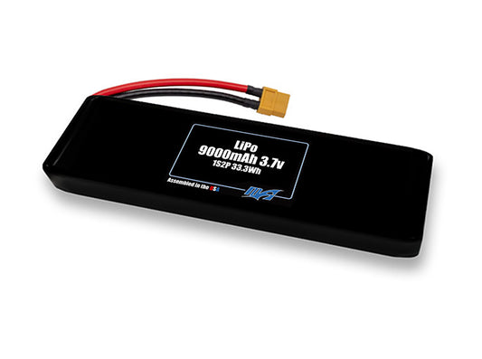 Compact 3.7-volt 9000mAh lithium-polymer battery, built for lightweight drone, UAV, and robotics projects.