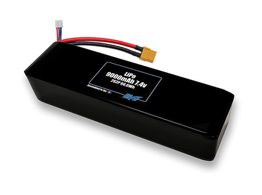 Compact 7.4-volt 9000mAh lithium-polymer battery, built for lightweight drone, UAV, and robotics projects.