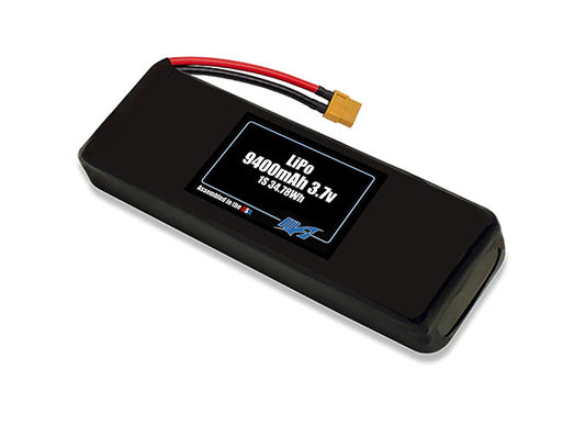 Compact 3.7-volt 9400mAh lithium-polymer battery, built for lightweight drone, UAV, and robotics projects.