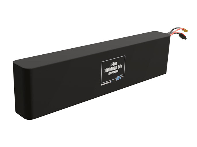 Rendered view of a slim 10000mAh Li-ion pack, used in small UAV and defense-grade robotics projects.