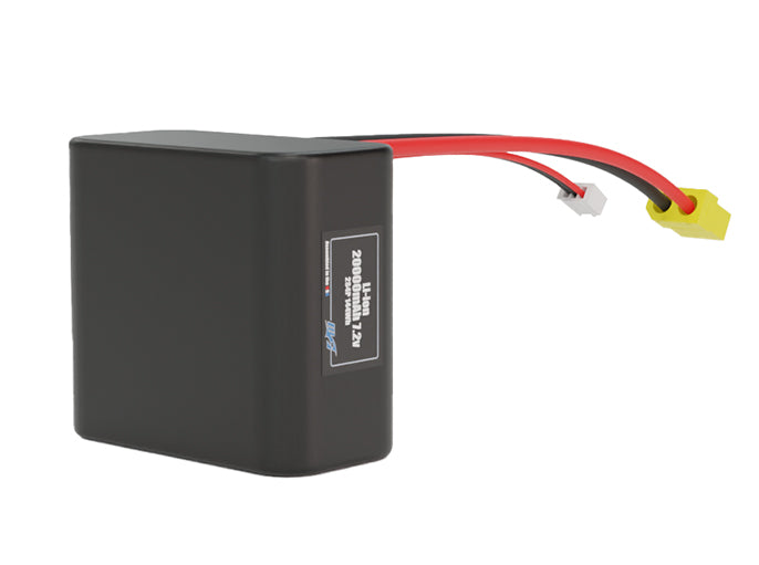 Rendered view of a slim 20000mAh Lithium-Ion pack, used in large UAV and defense-grade robotics projects.