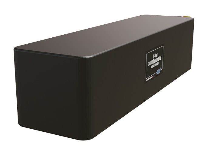 Rendered view of a slim 24000mAh Lithium-Ion pack, used in large UAV and defense-grade robotics projects.