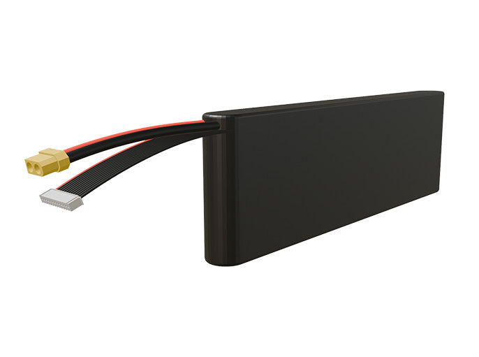 Rendered view of a slim 6000mAh Li-ion pack, used in small UAV and defense-grade robotics projects.