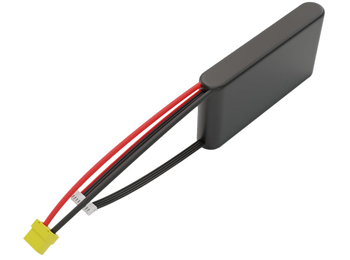 Rendered view of a slim 6000mAh Li-ion pack, used in small UAV and defense-grade robotics projects.