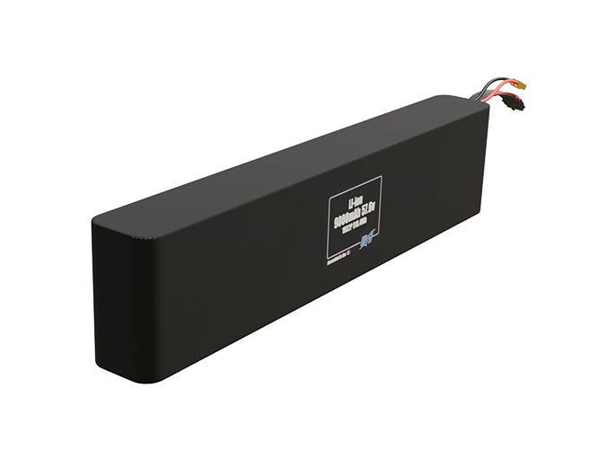 Rendered view of a slim 9000mAh Li-ion pack, used in small UAV and defense-grade robotics projects.