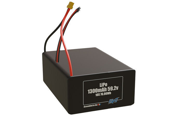 Rendered view of slim 1300mAh LiPo cells, used in small UAV and defense-grade robotics projects.