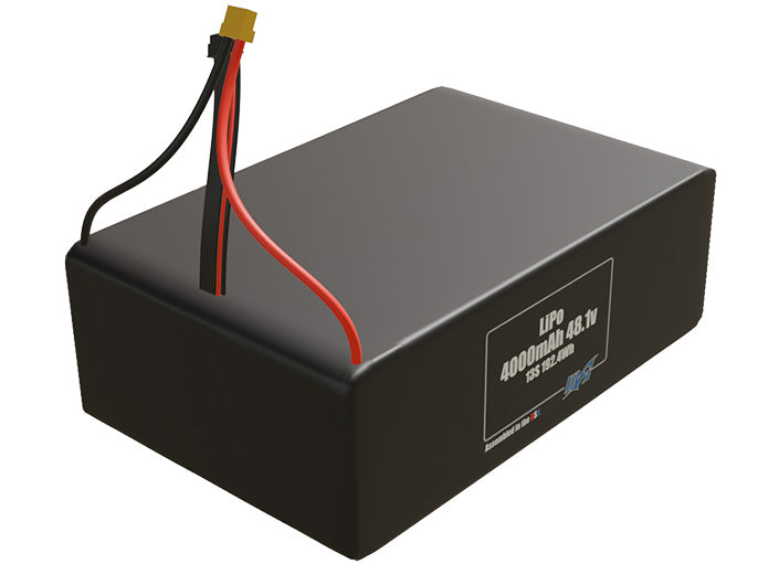 Rendered view of slim 4000mAh LiPo cells, used in UAV and defense-grade robotics projects.