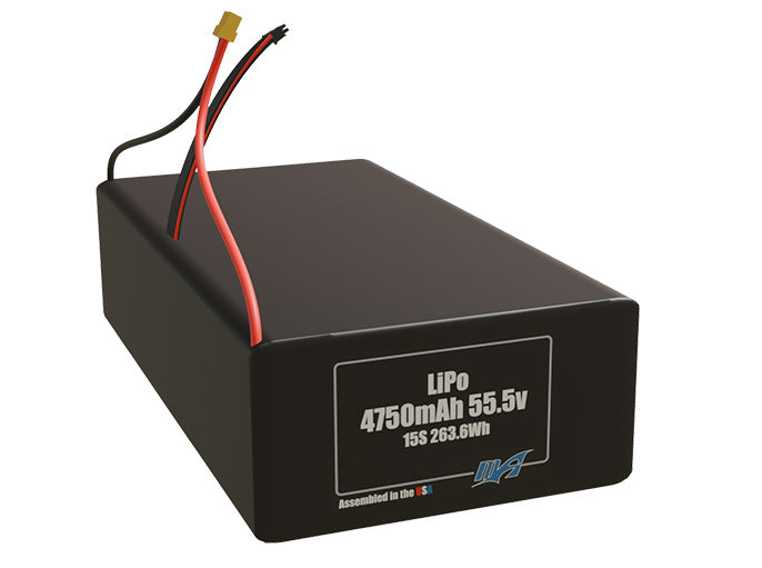 Rendered view of slim 4750mAh LiPo cells, used in UAV and defense-grade robotics projects.