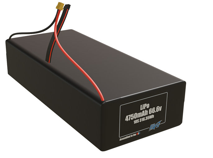 Rendered view of slim 4750mAh LiPo cells, used in UAV and defense-grade robotics projects.