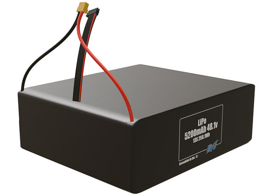 Rendered view of slim 5200mAh LiPo cells, used in UAV and defense-grade robotics projects.