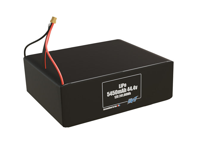 Rendered view of slim 5450mAh LiPo cells, used in UAV and defense-grade robotics projects.