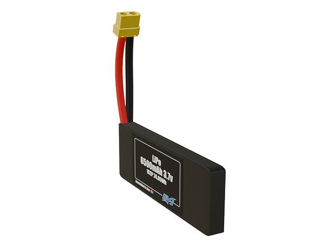 Rendered view of slim 6500mAh LiPo cells, used in UAV and defense-grade robotics projects.