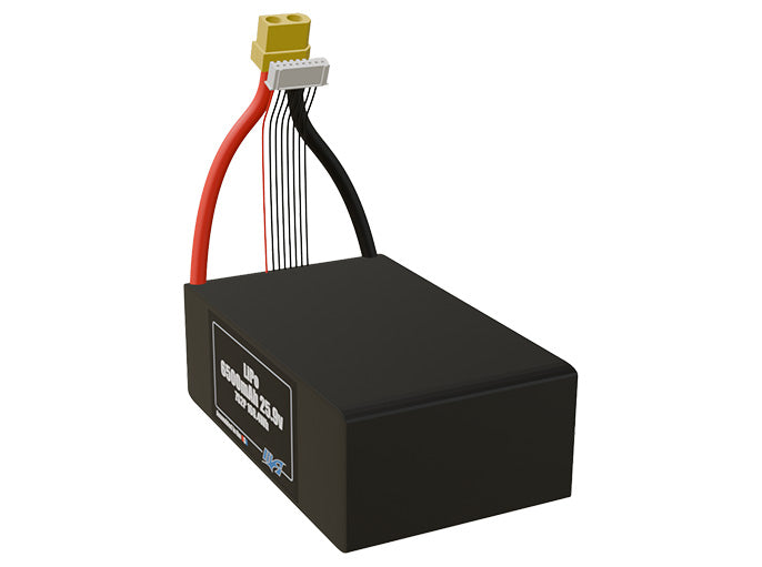 Rendered view of slim 6500mAh LiPo cells, used in UAV and defense-grade robotics projects.