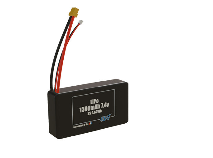 Rendered view of slim 1300mAh LiPo cells, used in small UAV and defense-grade robotics projects.
