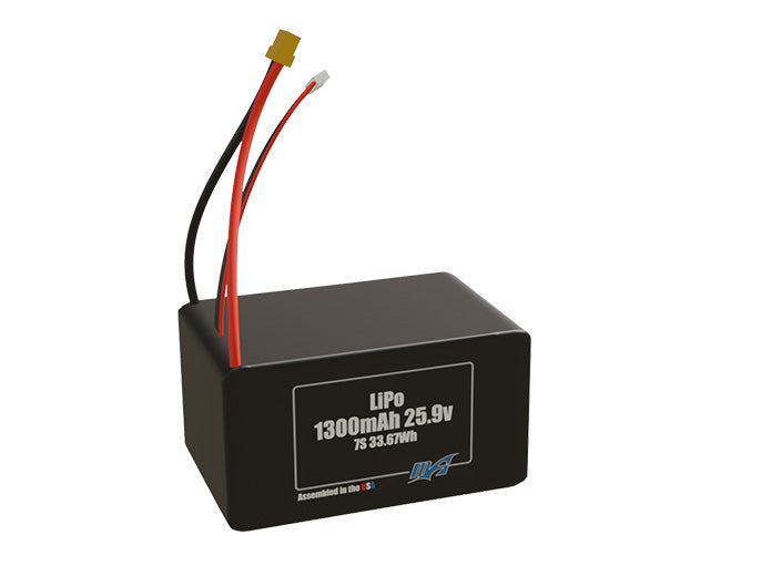 Rendered view of slim 1300mAh LiPo cells, used in small UAV and defense-grade robotics projects.