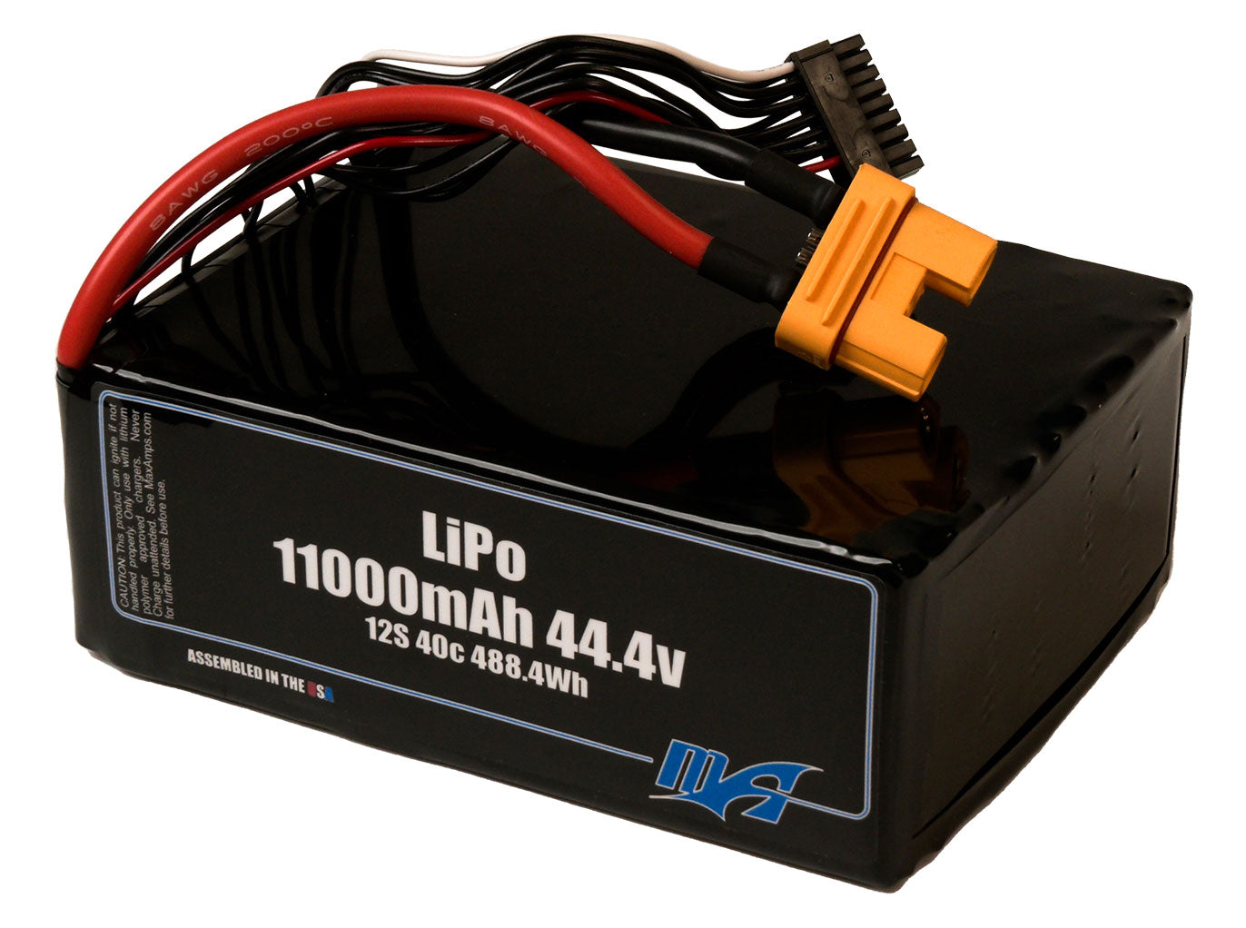 LiPo 11000mAh 12S 44.4v Smart Battery Pack With AS150U Female