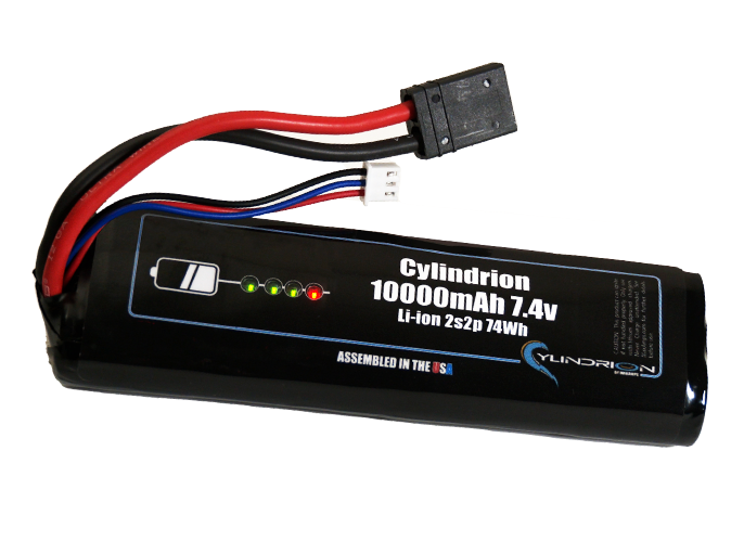 Cylindrion 10000mAh 2S 7.4v Li ion RC Battery Pack MaxAmps