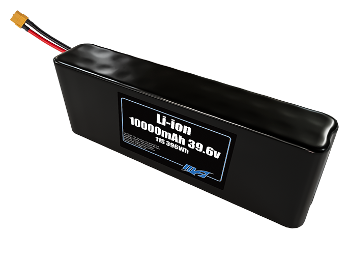 Compact 39.6-volt 10000mAh lithium-ion battery, built for lightweight drone, UAV, and robotics projects.