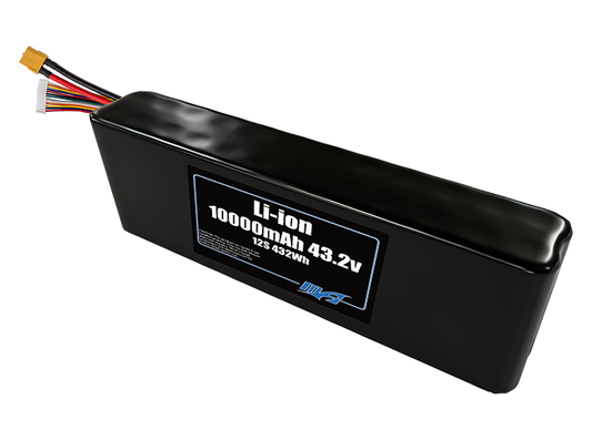Compact 43.2-volt 10000mAh lithium-ion battery, built for lightweight drone, UAV, and robotics projects.