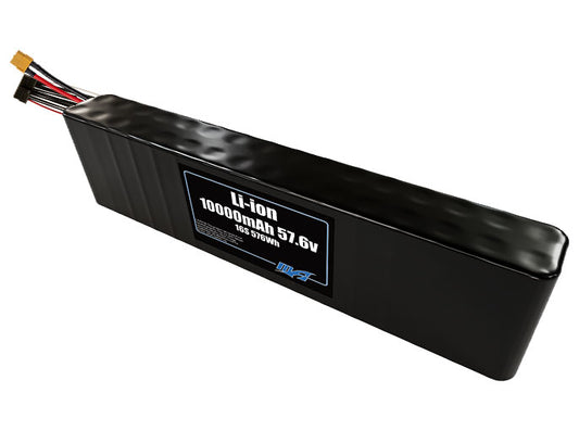 Compact 57.6-volt 10000mAh lithium-ion battery, built for lightweight drone, UAV, and robotics projects.