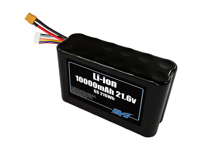 Compact 21.6-volt 10000mAh lithium-ion battery, built for lightweight drone, UAV, and robotics projects.