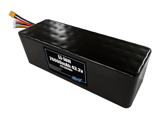 Compact 43.2-volt 20000mAh lithium-ion battery, built for lightweight drone, UAV, and robotics projects.