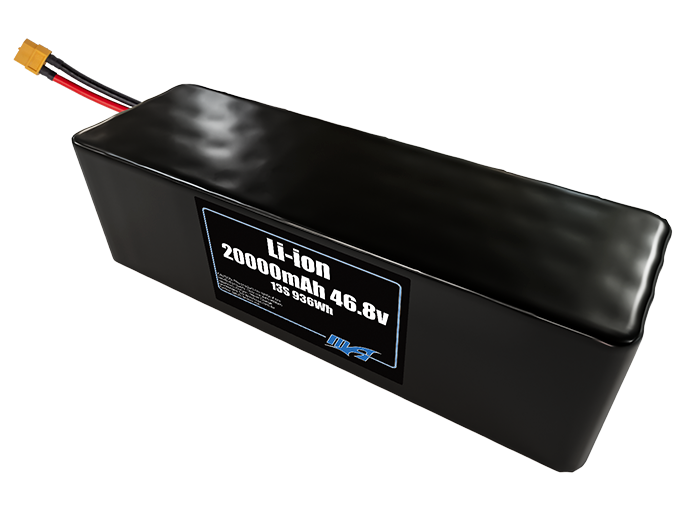Compact 46.8-volt 20000mAh lithium-ion battery, built for lightweight drone, UAV, and robotics projects.