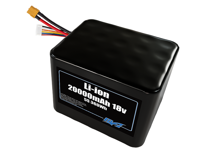 Compact 18-volt 20000mAh lithium-ion battery, built for lightweight drone, UAV, and robotics projects.