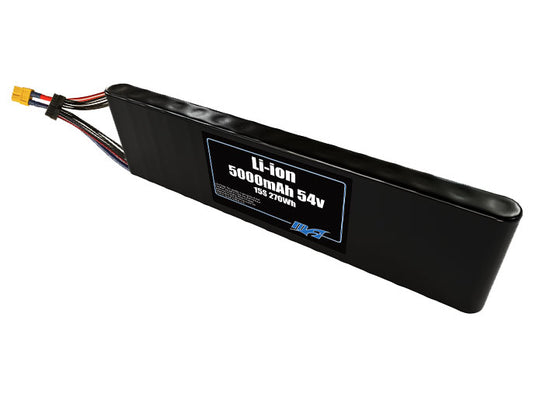 Compact 54-volt 5000mAh lithium-ion battery, built for lightweight drone, UAV, and robotics projects.