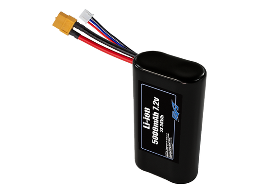 Compact 7.2-volt 5000mAh lithium-ion battery, built for lightweight drone, UAV, and robotics projects.