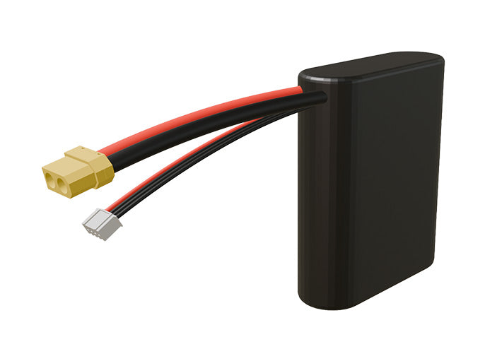 Side-angle render of a 10.8-volt 4500mAh lithium-ion battery, assembled in the USA for compact UAV, drone, and military robotics platforms.