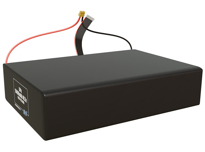 Angled product render of the 10400mAh 22-cell LiPo pack. A lightweight energy source for UAV, drone, and robotic builds.