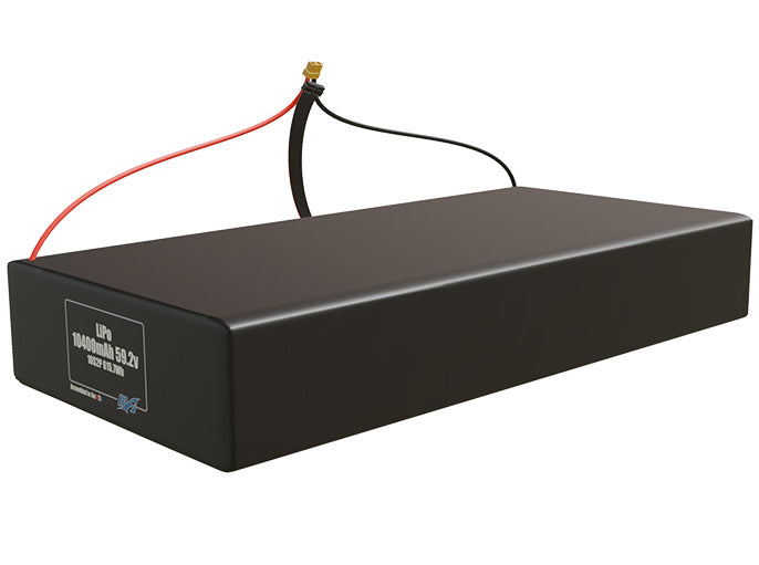 Angled product render of the 10400mAh 32-cell LiPo pack. A lightweight energy source for UAV, drone, and robotic builds.