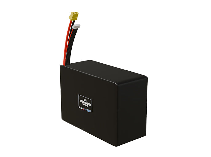 Angled product render of the 10900mAh 12-cell LiPo pack. A lightweight energy source for UAV, drone, and robotic builds.