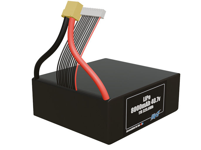 Rendered view of slim 8000mAh lite LiPo cells, used in UAV and defense-grade robotics projects