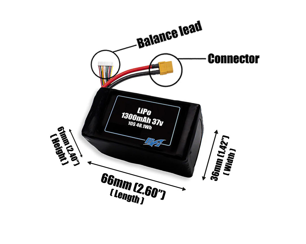 LiPo 1300mAh 10S 37v Battery Pack