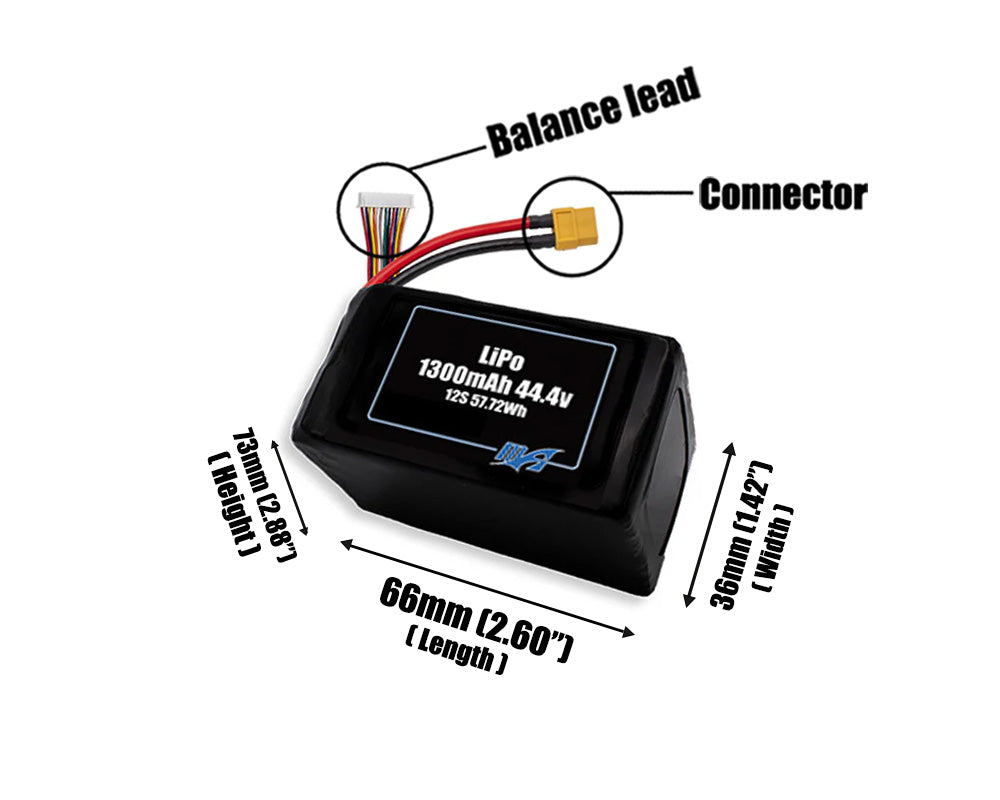 LiPo 1300 12S 44.4v Battery Pack