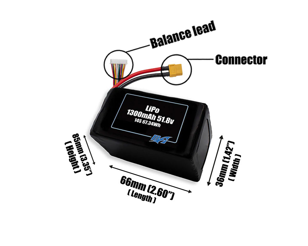 LiPo 1300 14S 51.8v Battery Pack