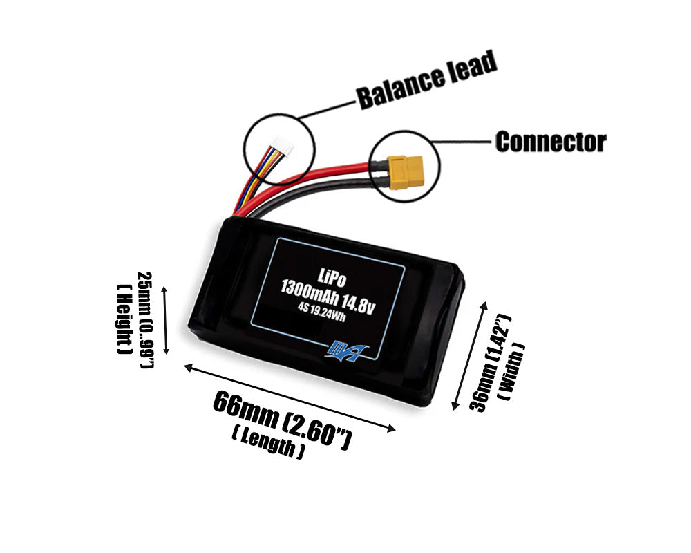 LiPo 1300 4S 14.8v Battery Pack