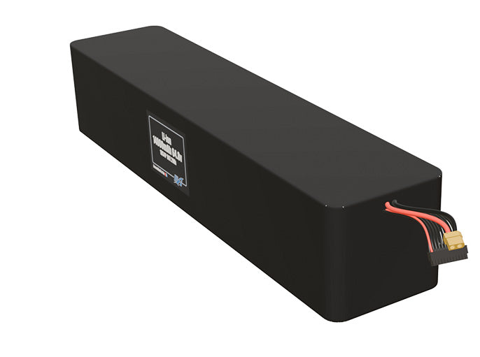 Angled product render of the 14000mAh 72-cell Lithium-ion pack. A lightweight energy source for UAV, drone, and robotic builds.