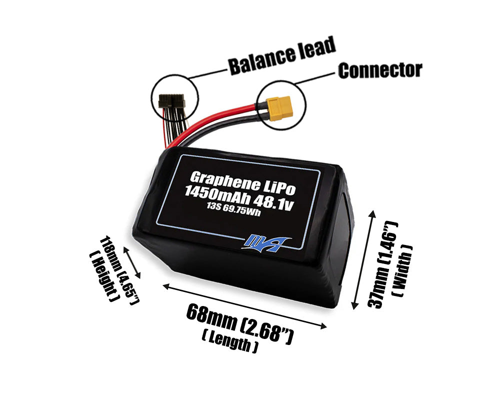 Graphene LiPo 1450 13S 48.1v Battery Pack