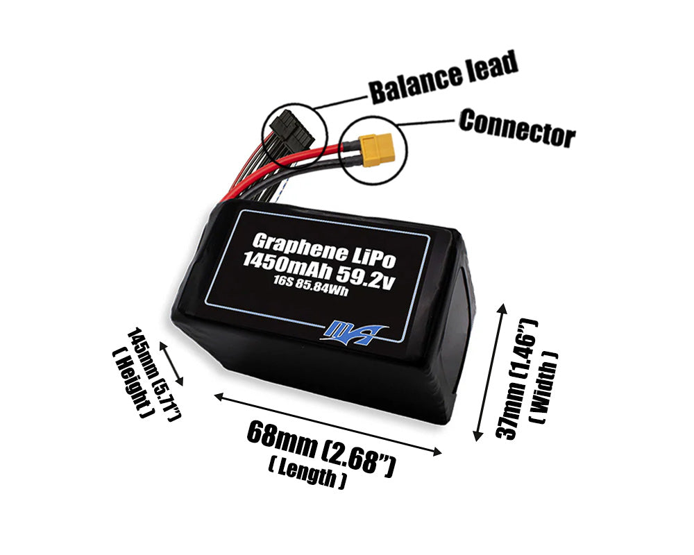 Graphene LiPo 1450 16S 59.2v Battery Pack