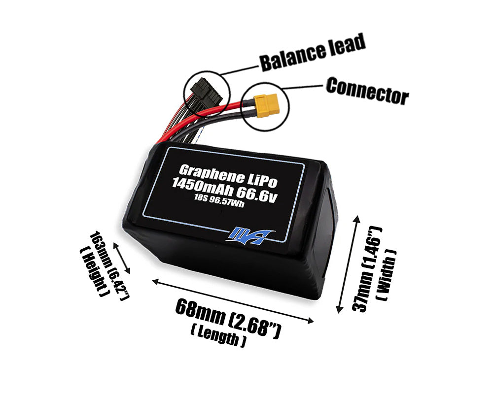 Graphene LiPo 1450 18S 66.6v Battery Pack