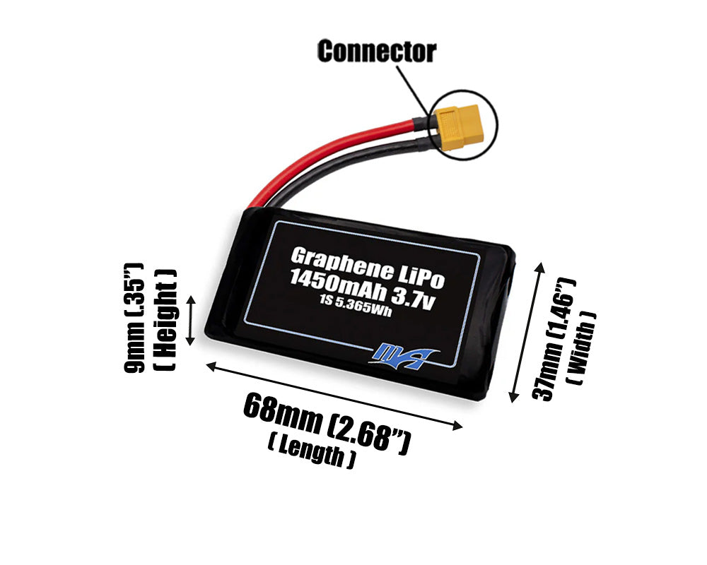 Graphene LiPo 1450mAh 1S 3.7v Battery Pack