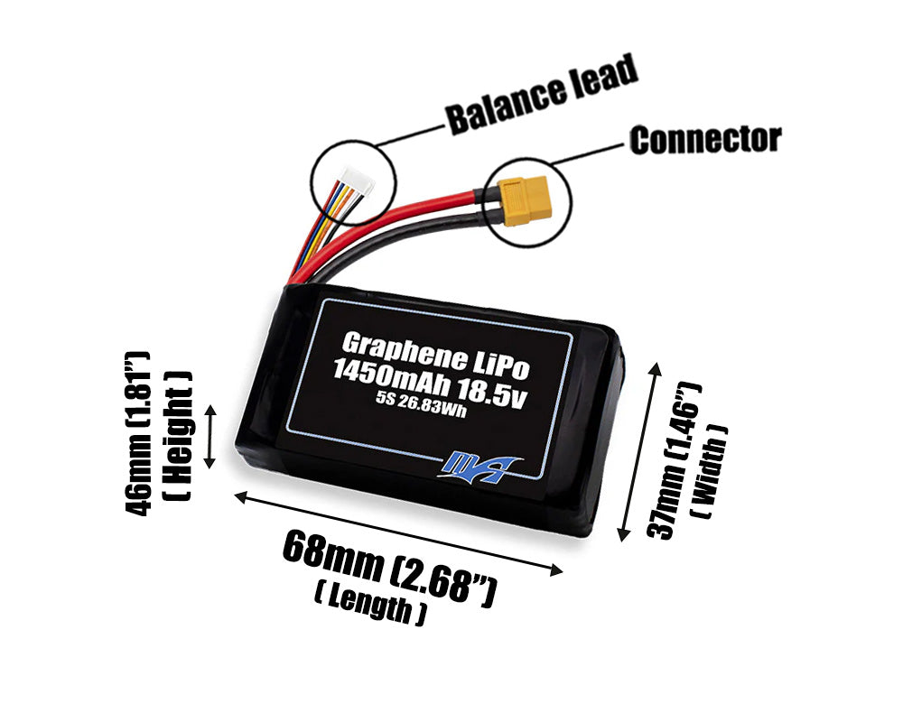 Graphene LiPo 1450mAh 5S 18.5v Battery Pack