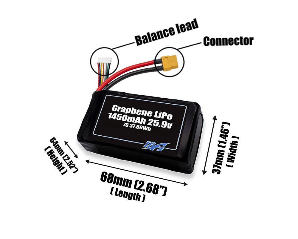 Graphene LiPo 1450mAh 7S 25.9v Battery Pack